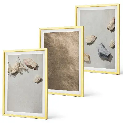 Three-piece beach stone wall art natural structures