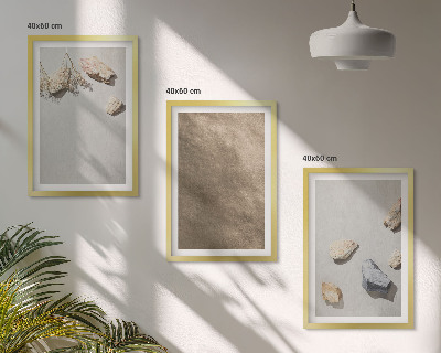 Three-piece wall art piece Stones beach natural structures