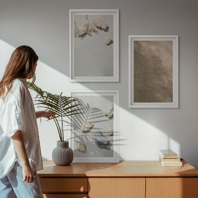 Three-piece wall art piece Stones beach natural structures