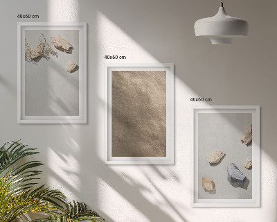 Three-piece wall art piece Stones beach natural structures