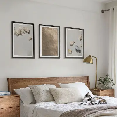 Three-piece beach stone wall art natural structures
