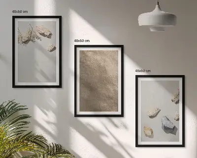 Three-piece beach stone wall art natural structures