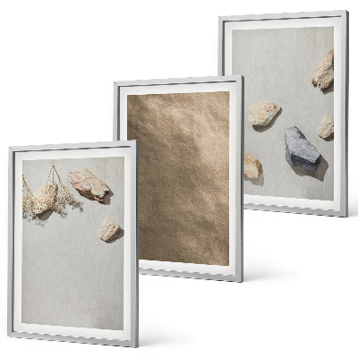 Three-piece wall art piece Stones beach natural structures
