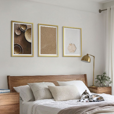Set of 3 framed wall art pieces Minimalist textures and colors