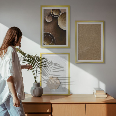 Set of 3 framed wall art pieces Minimalist textures and colors