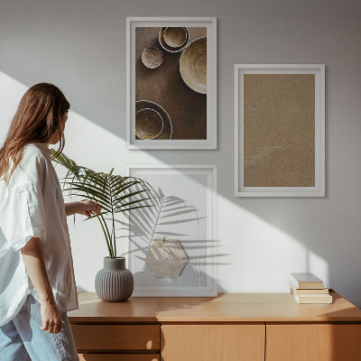 Set of 3 framed wall art pieces Minimalist textures and colors