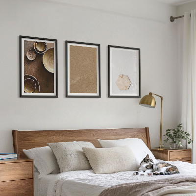 Set of 3 framed wall art pieces Minimalist textures and colors