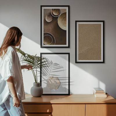 Set of 3 framed wall art pieces Minimalist textures and colors