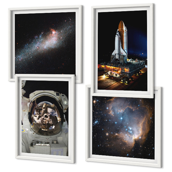 Set of 4 wall art pieces Astronauts landing on the Moon