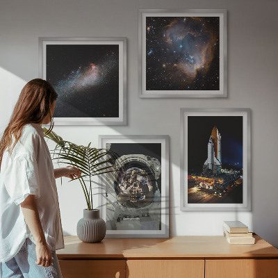 Set of 4 wall art pieces Astronauts landing on the Moon