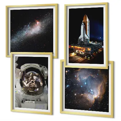 Astronauts landing on the Moon wall art set of 4 pieces