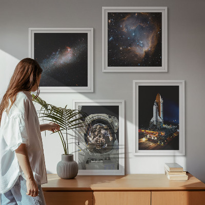 Set of 4 wall art pieces Astronauts landing on the Moon