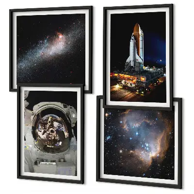 Astronauts landing on the Moon wall art set of 4 pieces