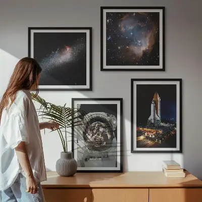 Astronauts landing on the Moon wall art set of 4 pieces