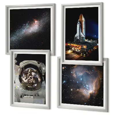 Astronauts landing on the Moon wall art set of 4 pieces
