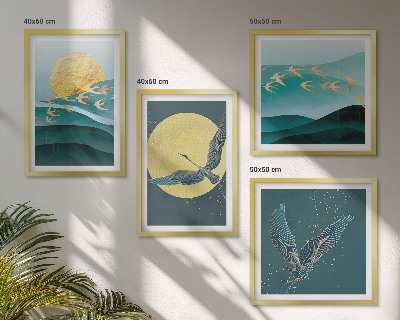 Multi-piece wall decor set Stylish landscapes with birds