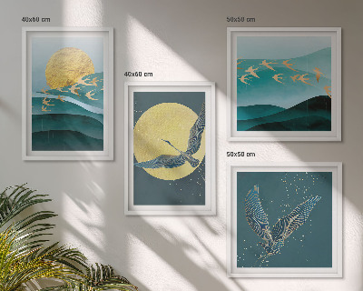 Multi-piece wall decor set Stylish landscapes with birds