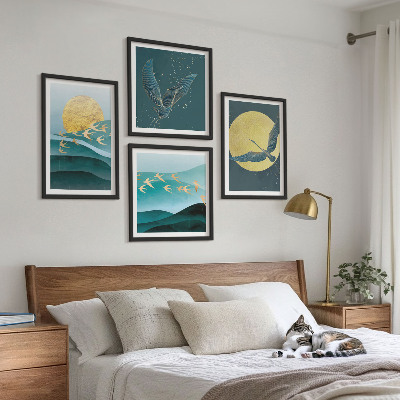 Multi-piece wall decor set Stylish landscapes with birds
