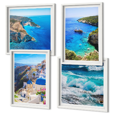 Wall art set Greek views of Santorini Oia