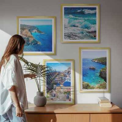 Wall art set Greek views of Santorini Oia