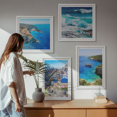 Wall art set Greek views of Santorini Oia