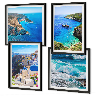 Wall art set Greek views of Santorini Oia