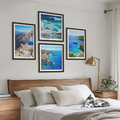 Wall art set Greek views of Santorini Oia