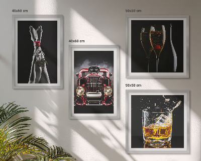 Wall art set Women's legs rose car wine