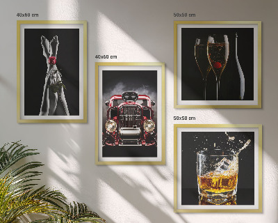 Wall art set Women's legs rose car wine