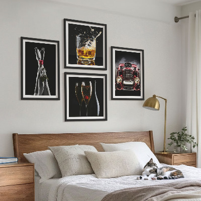 Wall art set Women's legs rose car wine
