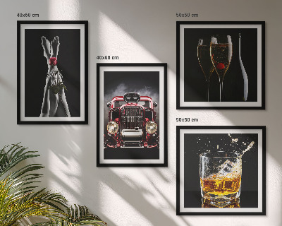 Wall art set Women's legs rose car wine