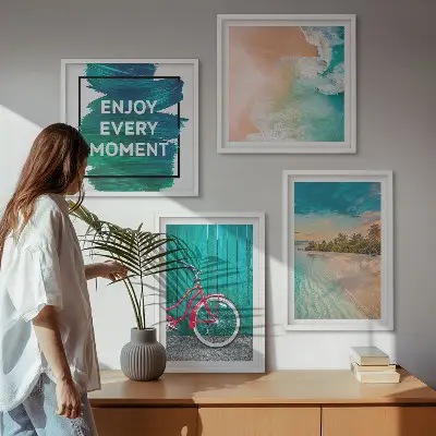 Multi-piece wall decor set sea boat and bicycle inspiration