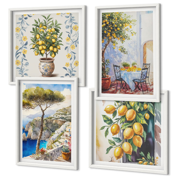 Wall art set Lemon trees by the sea