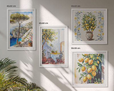 Wall art set Lemon trees by the sea
