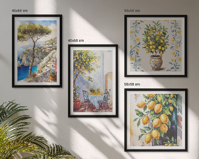 Wall art set Lemon trees by the sea