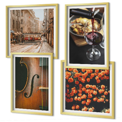Multi-piece wall decor set Vintage flowers street wine violin