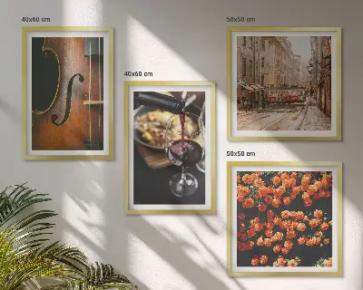 Multi-piece wall decor set vintage flowers, street, wine, and violin design