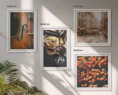Multi-piece wall decor set vintage flowers, street, wine, and violin design