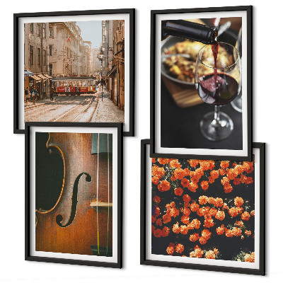 Multi-piece wall decor set Vintage flowers street wine violin