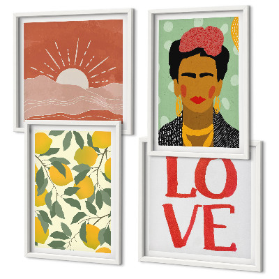 Wall art set Lemons inscription love landscape Frida