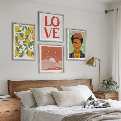Wall art set Lemons inscription love landscape Frida