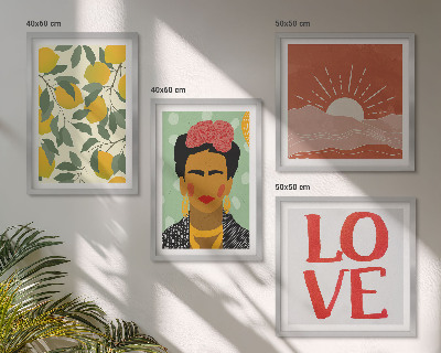 Wall art set Lemons inscription love landscape Frida