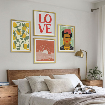 Wall art set Lemons inscription love landscape Frida