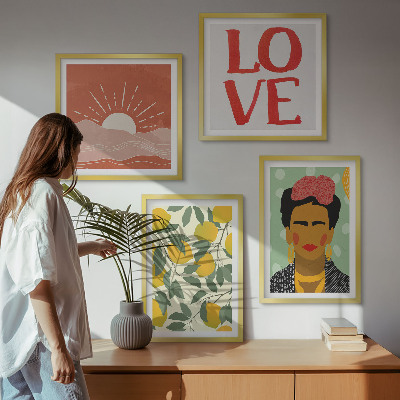 Wall art set Lemons inscription love landscape Frida