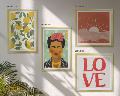 Wall art set Lemons inscription love landscape Frida