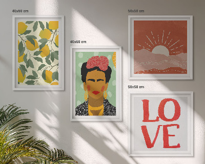 Wall art set Lemons inscription love landscape Frida
