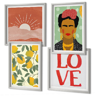 Wall art set Lemons inscription love landscape Frida