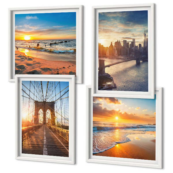 Multi-piece wall decor set Bridges sunsets city