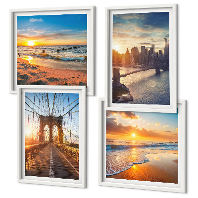 Multi-piece wall decor set Bridges sunsets city