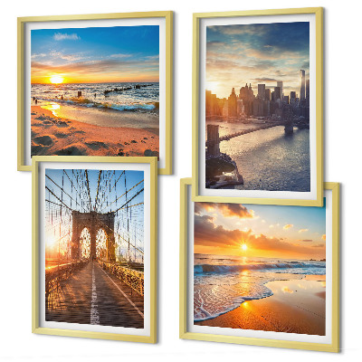 Multi-piece wall decor set Bridges sunsets city
